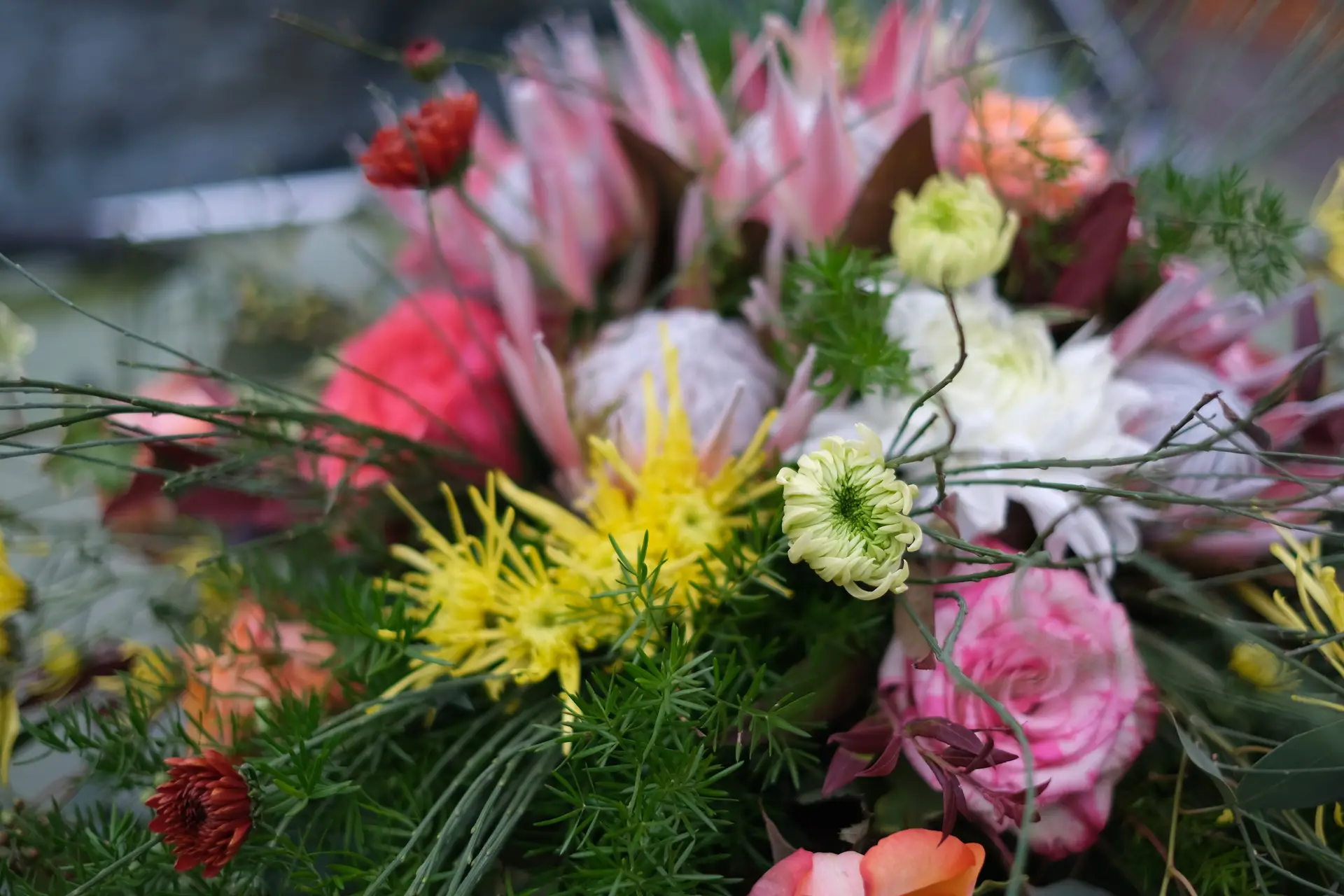 Diverse floral bouquet texture